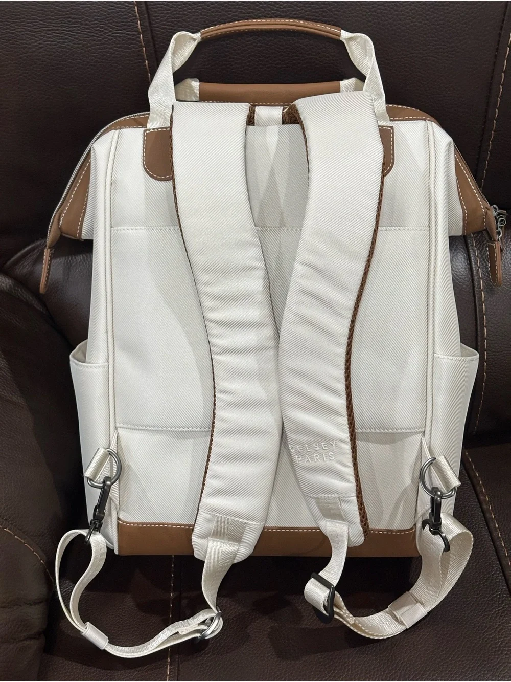 DELSEY Paris Men's Cream & Tan Travel Backpack